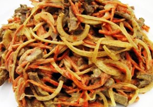 Салат с говяжьей печёнью